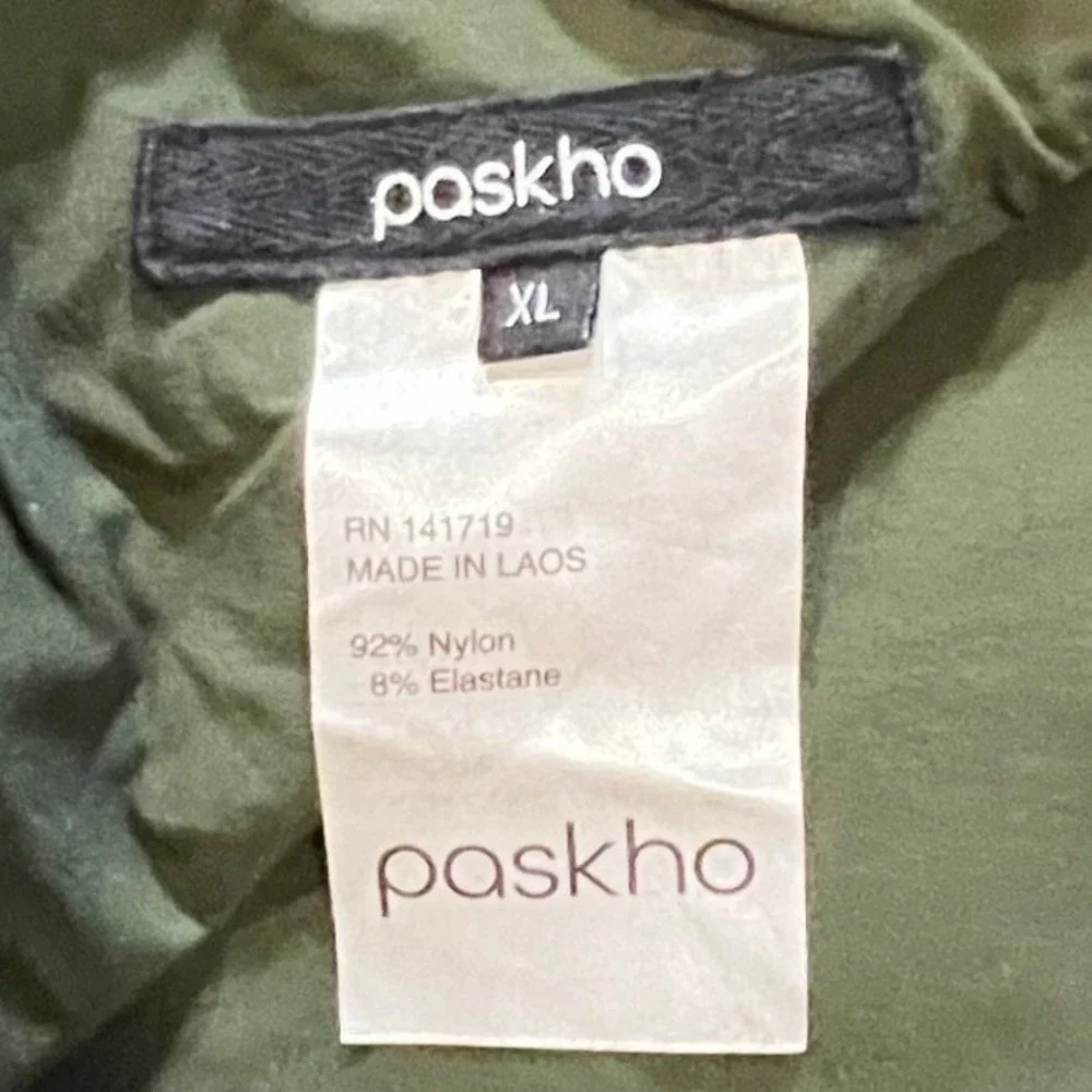 Pashko Mens Olive Green Cargo Pants Elastic Waist Drawstring Outdoor Size XL